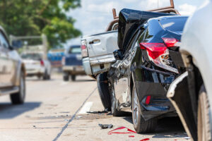 Two vehicles in a crash on the road