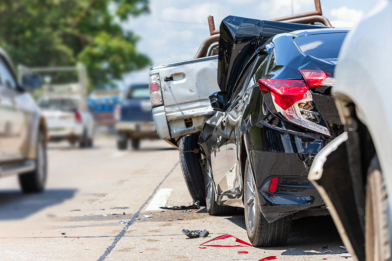 Two vehicles in a crash on the road